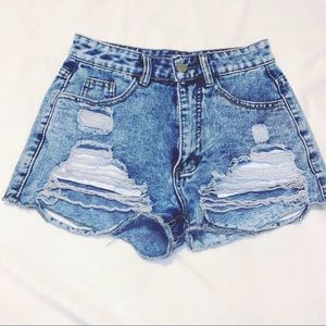 Denim ripped shorts